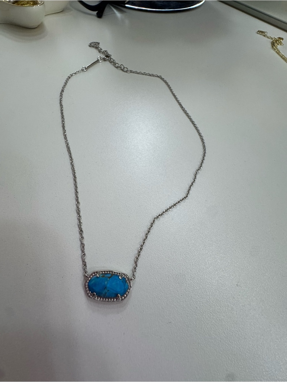 Kendra Scott Blue Turquoise Stone Pendant Necklace